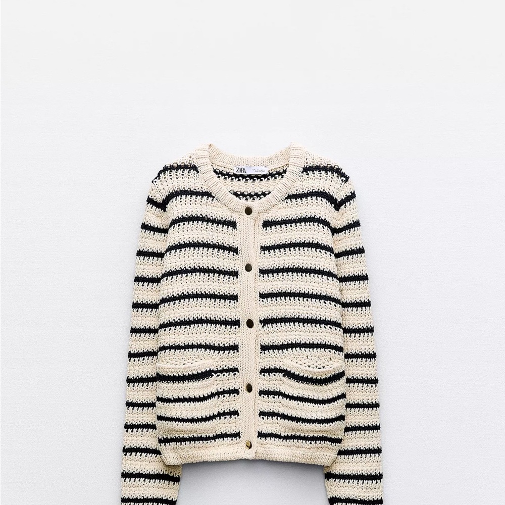 Zara Striped Black and Cream Sweater